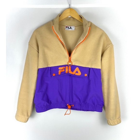 FILA Athletic Long Sleeved Half Zip Teddy Bear Fleece Windbreaker Sweater - XS - Picture 3 of 6